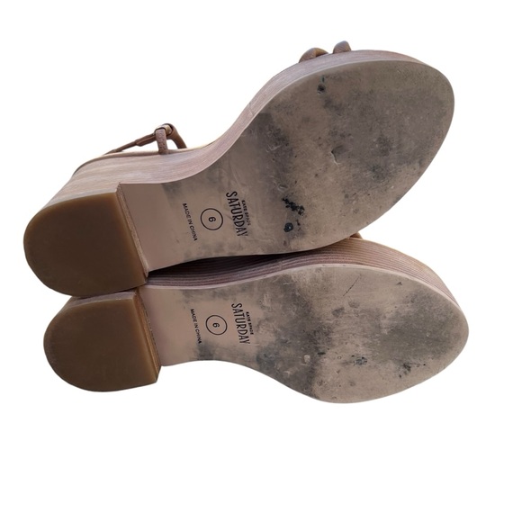 Kate Spade Saturday Wood Platform Wedge Sandal Tan Size 6 - Picture 11 of 15